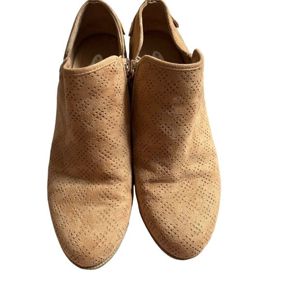 Dr. Scholl’s Bandit Ankle Bootie Womens 8M Tan Perforated Suede Shoes - Picture 2 of 7